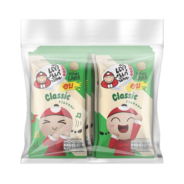 makro-snack-2080 เถ้าแก่น้อย สาหร่ายอบปรุงรส รสคลาสสิค 1.65 ก. 12 ชิ้น