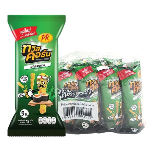 makro-snack-2081 พีอาร์ ทวิสคอร์น ข้าวโพดอบกรอบ รสโนริสาหร่าย 18 ก. x 12