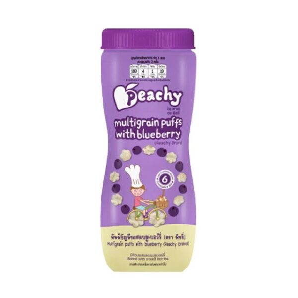 makro-snack-2105 Peachy ขนมพัฟฟ์ธัญพืชผสมบลูเบอร์รี่ 1 ขวด (R25)