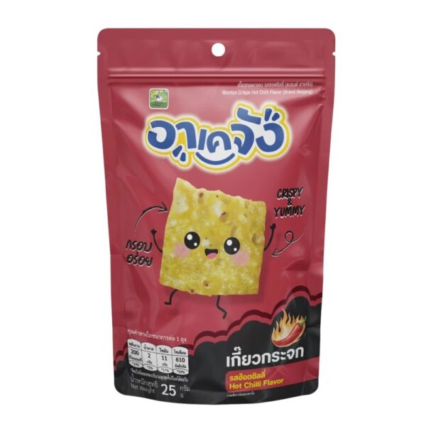 makro-snack-2129 อาเคจัง เกี๊ยวกระจกจิ๋ว 1 ห่อ 25กรัม เกี๊ยวจิ๋วฮ็อตชิลลี่ ขนาด 25 กรัม