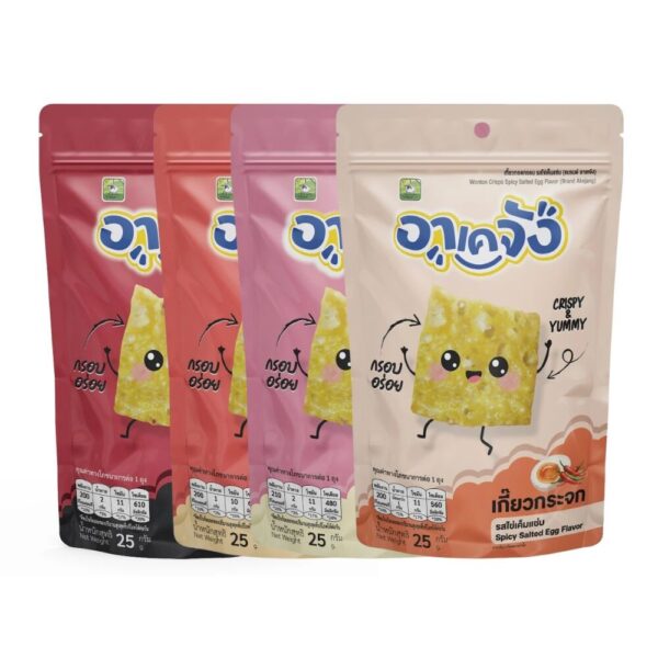 makro-snack-2137 อาเคจังเกี๊ยวจิ๋วเซ็ตทดลอง 4 ห่อ คละทุกรสชาติ ขนาด 25 กรัม