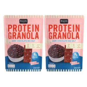 [ซองใหญ่] PROTEIN GRANOLA 177 กรัม ธัญพืชอบกรอบรสดาร์กช็อคโกแลตและรสถั่วน้ําผึ้ง De La Lita เดอลาลิต้า โปรตีนกราโนล่า DARK CHOC SEA SALT,2 ซอง