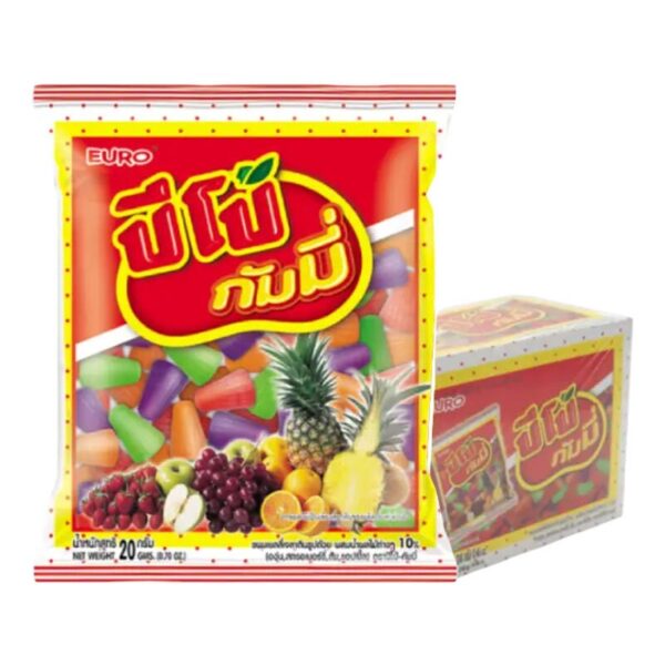 ปีโป้ กัมมี่ เยลลี่เจลาตินรูปถ้วย รวมรสผลไม้ 20 ก. 12 ชิ้น