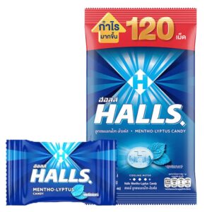 makro-snack-2170 ฮอลล์ ลูกอมกลิ่นเมนโท-ลิบตัส สีขาว 120 เม็ด