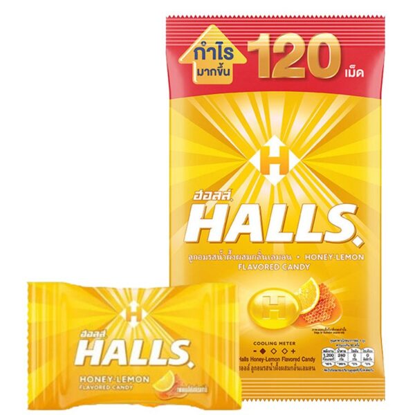 makro-snack-2173 ฮอลล์ ลูกอม รสน้ําผึ้งผสมเลมอน 120 เม็ด
