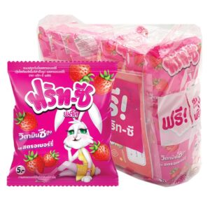 makro-snack-2195 ฟริทซี พลัส ขนมฟรุตกัมมี่ รสสตรอเบอร์รี่ 22 ก. x 12