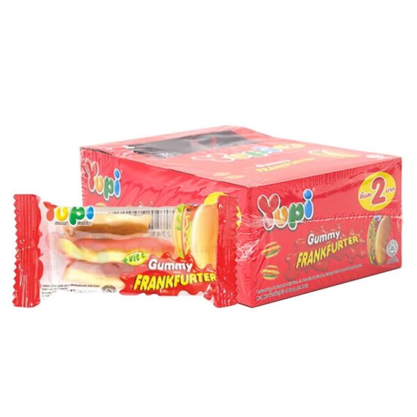 makro-snack-2229 ยูปี้ กัมมี่ แฟรงค์เฟอร์เทอร์ เยลลี่รูปฮอทด็อก 7 ก. 24 ชิ้น