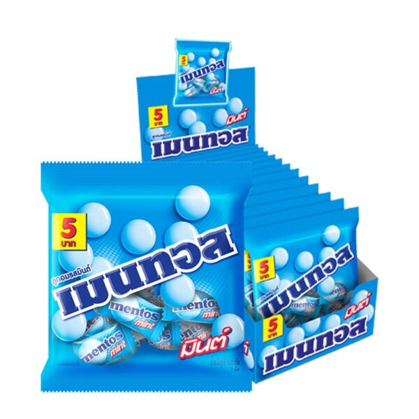 makro-snack-2265 เมนทอส มินิ ลูกอมแบบถุงรสมิ้นต์ 18.9 ก. x 12
