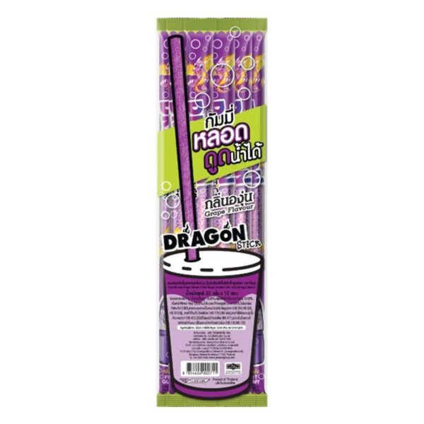 makro-snack-2292 ดราก้อนสติ๊ก ฟรุตกัมมี่ กลิ่นองุ่น 25 ก. x 12