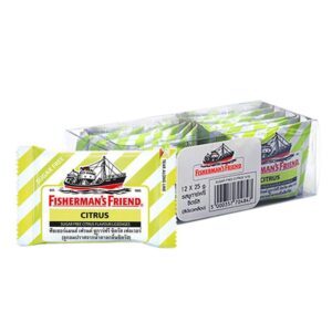makro-snack-2329 ฟิชเชอร์แมนส์ เฟรนด์ ลูกอมปราศจากน้ําตาล กลิ่นซิตรัส 12 ชิ้น