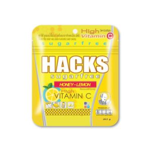 makro-snack-2413 แฮ็คส์ ลูกอมชูการ์ฟรี รสน้ําผึ้ง-เลมอน วิตามินซีสูง 20.5 ก.