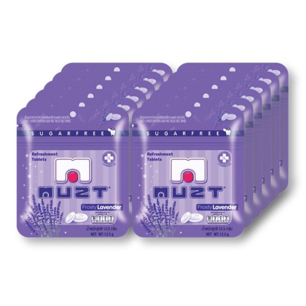 makro-snack-2416 มัสท์ เม็ดอมปราศจากน้ําตาล ฟรอสตี้ลาเวนเดอร์ 12.5 ก. x 12