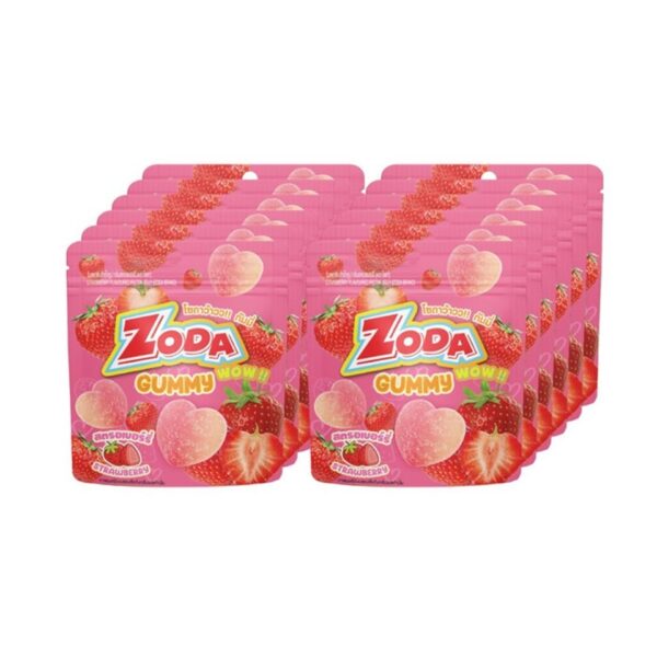 makro-snack-2457 วุ้นสําเร็จรูป Zoda Wow Gummy กลิ่นสตรอเบอร์รี่ 12X45g(ยกแพ็ค)