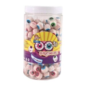makro-snack-2463 (200 ลูก) เยลลี่มินิ 3D จิ๋ว เยลลี่ลูกตา เนื้อหนึบหนับ (1 ชิ้น/2 กรัม) ชิ้นเล็กมินิ สอดไส้ผลไม้ 6 รสชาติ Gummy candy ลูกตา (200ลูก)