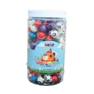 makro-snack-2477 (200 ลูก) เยลลี่มินิ 3D จิ๋ว เยลลี่ลูกตา เนื้อหนึบหนับ (1 ชิ้น/2 กรัม) ชิ้นเล็กมินิ สอดไส้ผลไม้ 6 รสชาติ Gummy candy คละรส (200ลูก)