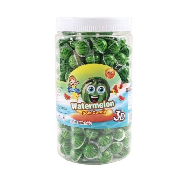 makro-snack-2480 (200 ลูก) เยลลี่มินิ 3D จิ๋ว เยลลี่ลูกตา เนื้อหนึบหนับ ชิ้นเล็กมินิ สอดไส้ผลไม้ (1 ชิ้น/2 กรัม) แตงโม