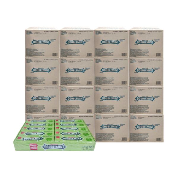 makro-snack-2486 ริกลี่ย์ ดับเบิ้ลมินต์ หมากฝรั่งแบบแท่ง กลิ่นเปปเปอร์มินต์ 13.5 ก. 20 ชิ้น x 24