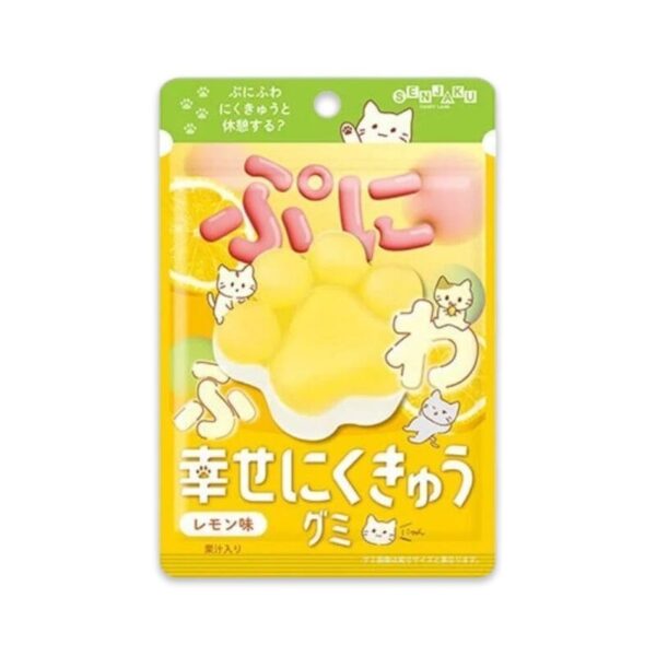 กัมมี่อุ้งเท้าเเมว กัมมี่รสผลไม้ กลิ่นเลมอน 30 กรัม  Shiawase Gummy Lemon (Senjakuame Brand)