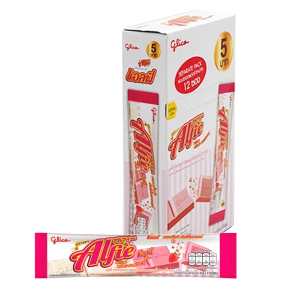 makro-snack-2601 แอลฟี่ ทูโทน ขนมหวานรสนมและกลิ่นสตรอเบอร์รี่ 15 ก. X 12