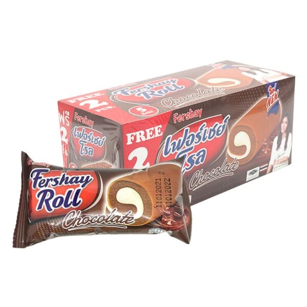 makro-snack-2621 เฟอร์เชย์ เค้กโรล รสช็อกโกแลตสอดไส้ครีม 20 ก. x 12