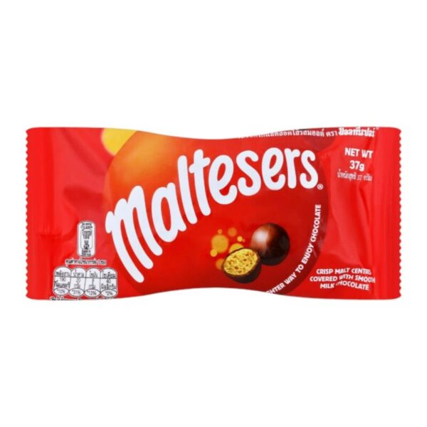 makro-snack-2662 Maltesers Chocolate มอลทีเซอร์ขนมช็อกโกแลตสอดไส้รสมอลท์ แบบซอง 37 กรัม