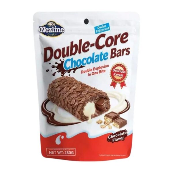 makro-snack-2689 Double Core Chocolate Bars ขนมเวเฟอร์เคลือบโอ๊ต 280 กรัม สอดไส้ครีม ตราเนสไลน์ รสช็อกโกแลต (1ห่อ)