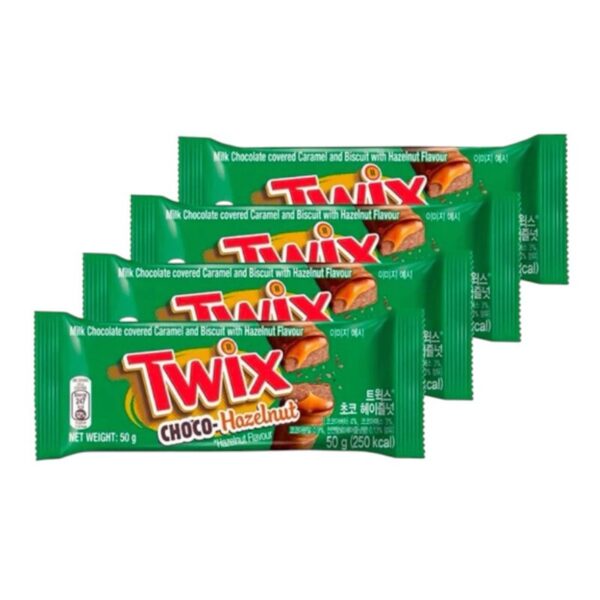 [แพ็ก 4 ชิ้น] Twix ทวิกซ์ เฮเซลนัท แบบแท่งคู่ 50 กรัม