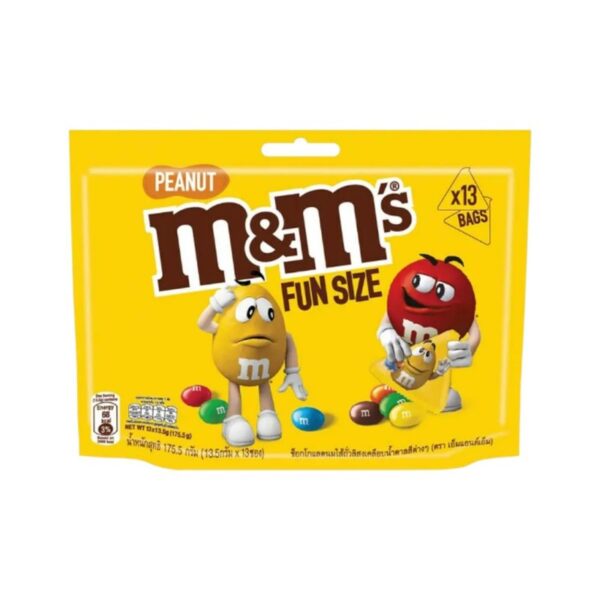 [แพ็ก 2 ชิ้น] M&M'S Peanut เอ็มแอนด์เอ็ม พีนัท ช็อกโกแลตนมสอดไส้ถั่วลิสง ฟันไซส์ 175.5 กรัม x2