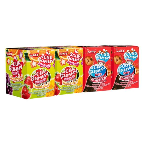 makro-snack-2802 เพนนี โอ ซาวเวอร์ กัมมี่ โคล่า และ มิกซ์ฟรุต 12 ก. x 48