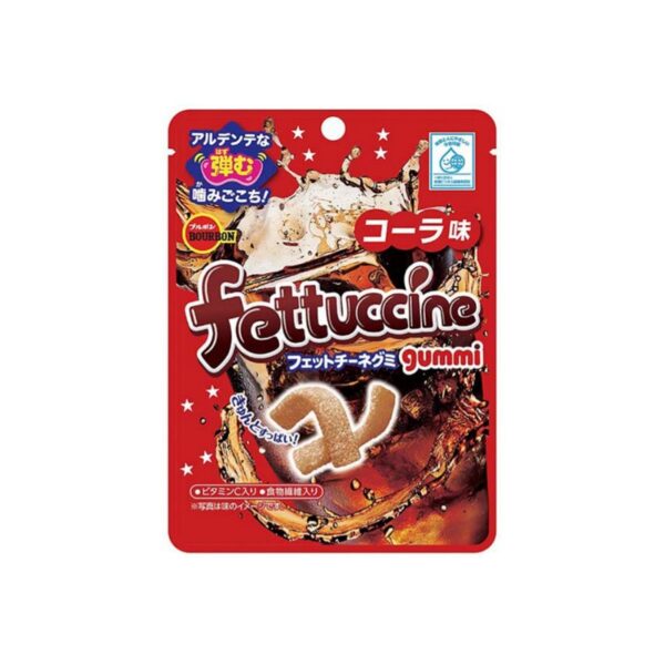 makro-snack-2803 เบอร์บอน ขนมวุ้นเจลาติน เฟตตูชินี่ เจลลี่รสโคล่า ผสมน้ํามะนาวเข้มข้น ผงขิง ผงอบเชย เพคติน และวิตามินซี (ผลิตในประเทศญี่ปุ่น) ขนาด 50 กรัม x 10 ห่อ