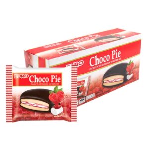 makro-snack-2849 ยูโร่ ช็อกโกพาย ไส้แยมราสเบอร์รี่ 17 ก. x 12