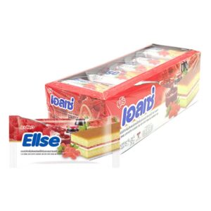 makro-snack-2858 เอลเซ่ เลเยอร์เค้กบัตเตอร์ สอดไส้ครีมและแยมรสราสเบอร์รี่ 15 ก. x 24
