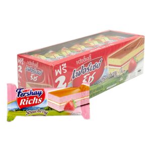 makro-snack-2878 เฟอร์เชย์ ริช เลเยอร์เค้กแยม กลิ่นสตรอเบอร์รี่สอดไส้ครีม 15 ก. x 24