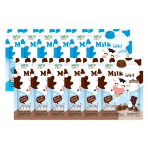 makro-snack-2894 นมอัดเม็ด นมปรุงแต่งอัดเม็ด Nature Bite รสนม และ รสช็อกโกแลต ผลิตจากนมโคแท้ ขนาด 20 กรัม คละรสชาติ 12 ซอง