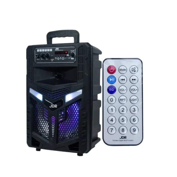audio-component-0011 JDR ลําโพงบลูทูธ 8 นิ้ว รุ่น JR-803 เบสหนัก แถมไมโครโฟนสาย มีแบตเตอรี่ ล้อลาก bluetooth