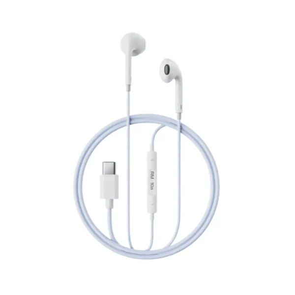 audio-component-0058 Remax Small Talk RM-10a - หูฟัง Earbuds มีสาย พอร์ต Type-C ไมค์โครโฟนในตัว เสียงคมชัด เหมาะสําหรับฟังเพลง ดูวิดีโอ และคุยโทรศัพท์ สายยาว 1.2 เมตร สี Blue/ฟ้า