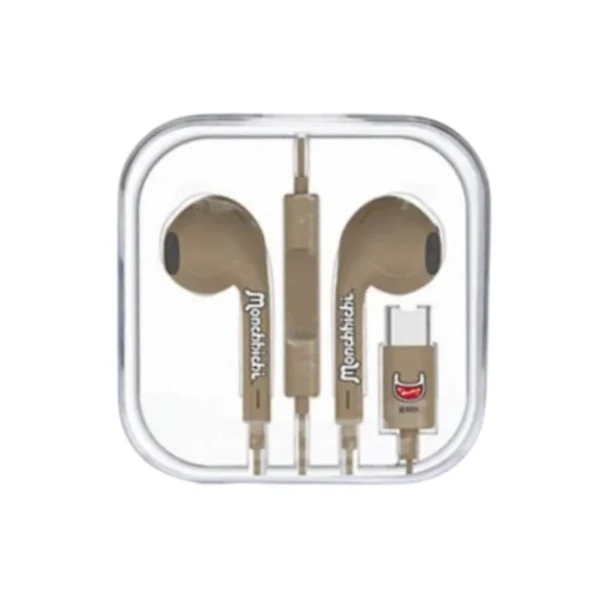 audio-component-0066 Amaze Max Monchhichi smalltalk หูฟังสาย เสียงดี ลายลิขสิทธิ์แท้มอนชิชิ รุ่น A-MCE004 - ประกัน 1 ปี ไทป์ซี สีน้ําตาล