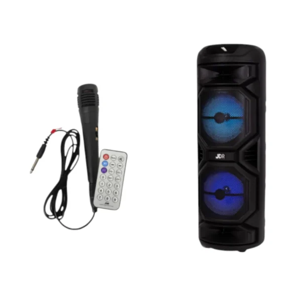 audio-component-0115 JDR ลําโพงบูลทูธ 8 นิ้ว 2 ดอก รุ่น JR-881 มีแบตในตัว เครื่องเสียง บลูทูธ เบส หนัก แถมไมค์และรีโมท BLUETOOTH SPEAKER
