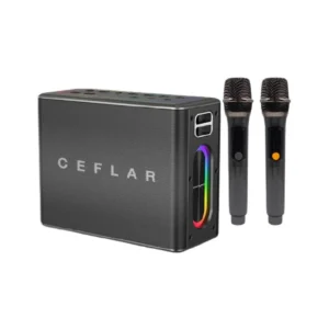 CEFLAR ลําโพงบลูทูธพกพา VOX PRO V60 พร้อมไมโครโฟนไร้สายคู่ แบตเตอรี่ 12000mAh ดํา