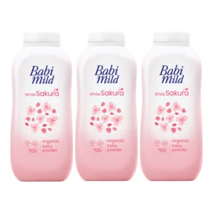 baby-care-15000-050 เบบี้มายด์ แป้งเด็ก กลิ่นไวท์ ซากุระ 160 ก. x 3