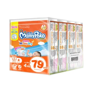 baby-diaper-15000-011 มามี่โพโค แฮปปี้ออลเดย์ดราย ขนาด S 4 ชิ้น x 4