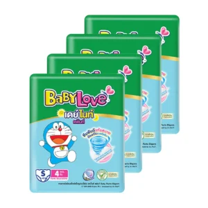 baby-diaper-15000-014 เบบี้เลิฟ เดย์ไนท์แพ้นท์ กางเกงผ้าอ้อมสําเร็จรูป ขนาด S 4 ชิ้น x 4
