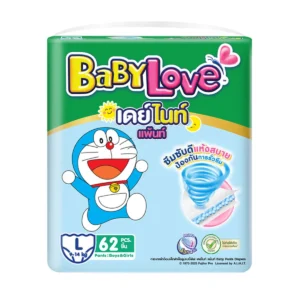baby-diaper-15000-031 เบบี้เลิฟ เดย์ไนท์แพ้นท์ กางเกงผ้าอ้อมสําเร็จรูป ไซส์ L 62 ชิ้น