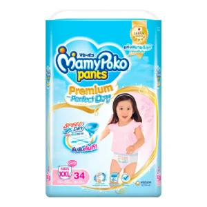 baby-diaper-15000-032 มามี่โพโค แพ้นท์ พรีเมี่ยม เอม เพอร์เฟกต์ ดราย สําหรับเด็กผู้หญิง ขนาด XXL 34 ชิ้น