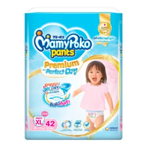 baby-diaper-15000-033 มามี่โพโค แพ้นท์ พรีเมี่ยม เอม เพอร์เฟกต์ ดราย สําหรับเด็กผู้หญิง ไซส์ XL 42 ชิ้น