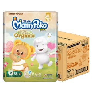 baby-diaper-15000-048 มามี่โพโค แพ้นท์ ออแกนิค ผ้าอ้อมเด็ก ไซส์ M 58+4 ชิ้น x 3 (รวม 186 ชิ้น)