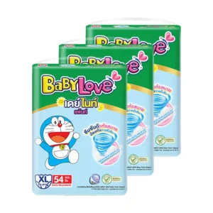 baby-diaper-15000-052 เบบี้เลิฟ เดย์ไนท์แพ้นท์ กางเกงผ้าอ้อมเด็ก ไซส์ XL 54 ชิ้น x 3 (รวม 162 ชิ้น)