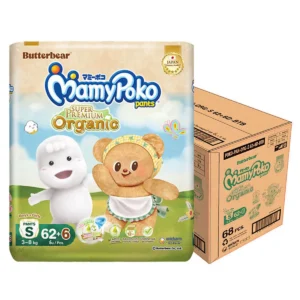 baby-diaper-15000-057 มามี่โพโค แพ้นท์ ออร์แกนิค ผ้าอ้อมเด็ก ไซส์ S 62+6 ชิ้น x 3 (รวม 204 ชิ้น)
