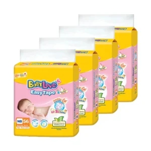 baby-diaper-15000-058 เบบี้เลิฟ อีซี่เทป ผ้าอ้อมเด็กแรกเกิด NB 56 ชิ้น x 4 (รวม 224 ชิ้น)