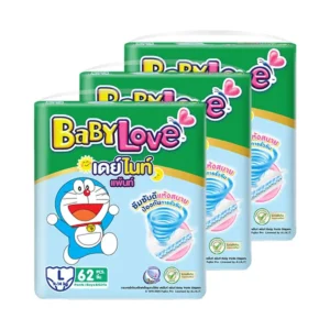 baby-diaper-15000-060 เบบี้เลิฟ เดย์ไนท์แพ้นท์ กางเกงผ้าอ้อมเด็ก ไซส์ L 62 ชิ้น x 3 (รวม 186 ชิ้น)